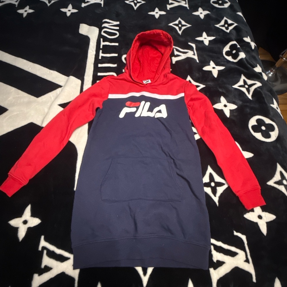 Fila Women's Red and Navy Long Sleeve Dress